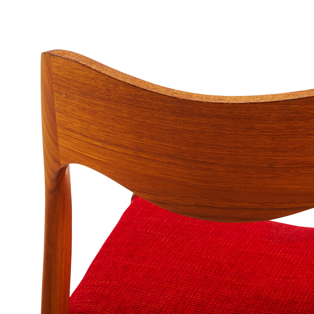 Wood & Red Mid-Century Modern Side Chair
