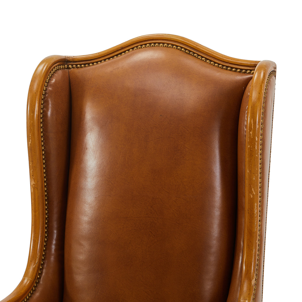 Brown Leather Wingback Executive Chair
