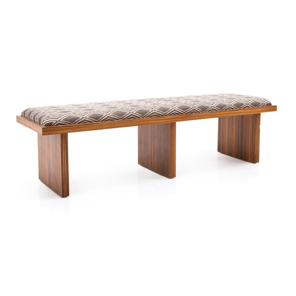 Grey Pattern and Wood Contemporary Bench