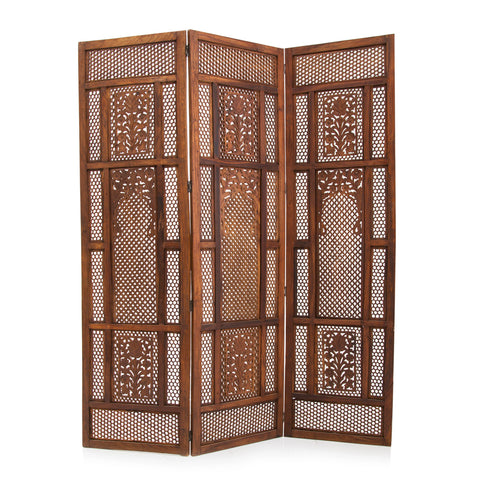 Carved Indian 3 Panel Screen