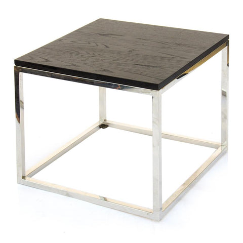 Wood & Chrome Dark Side Table