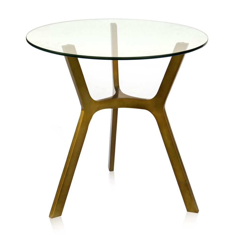 Bronze and Glass Round Side Table