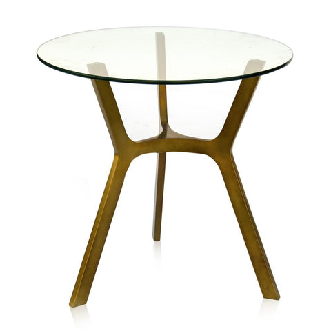 Bronze and Glass Round Side Table