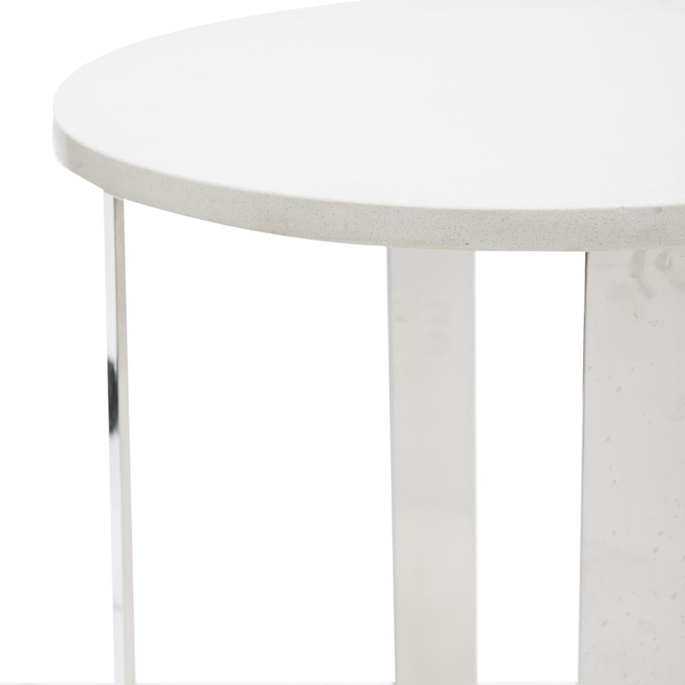 White Marble & Chrome Side Table