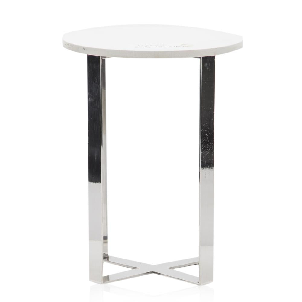 White Marble & Chrome Side Table