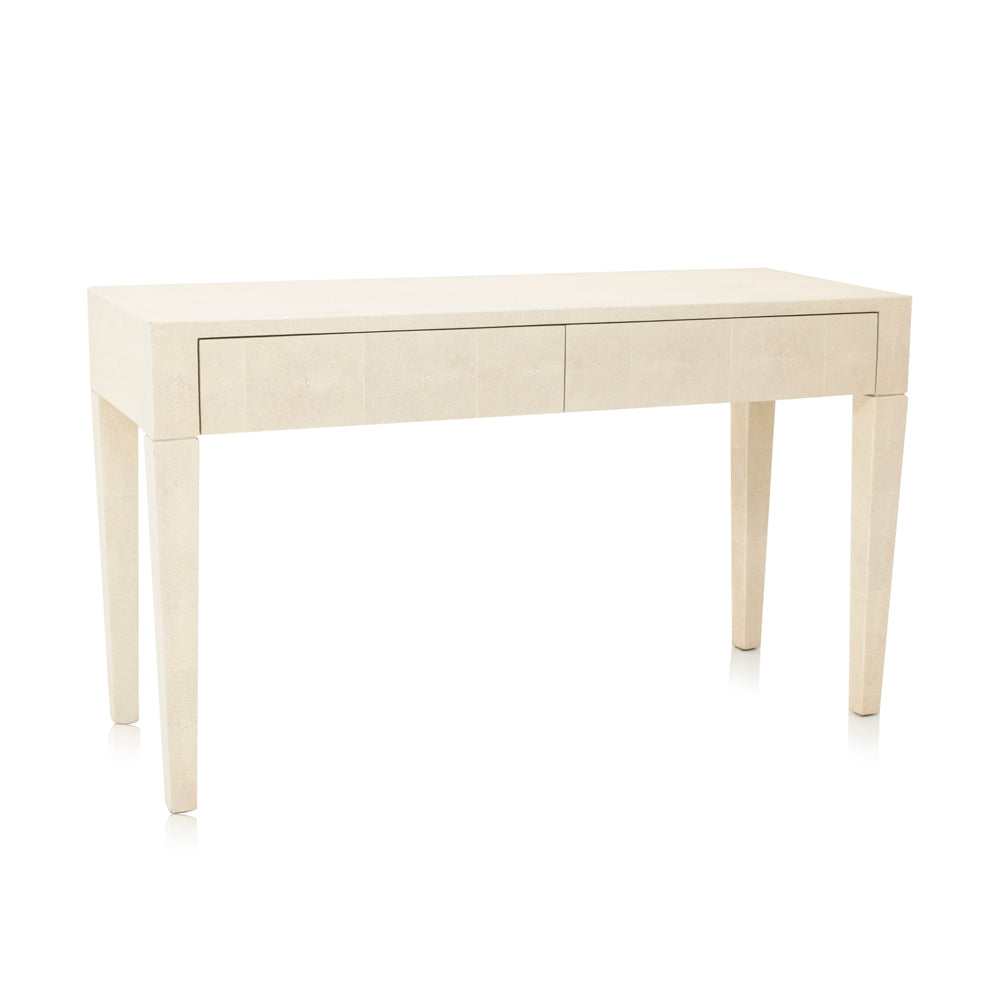 Cream Textured Leather Console Table