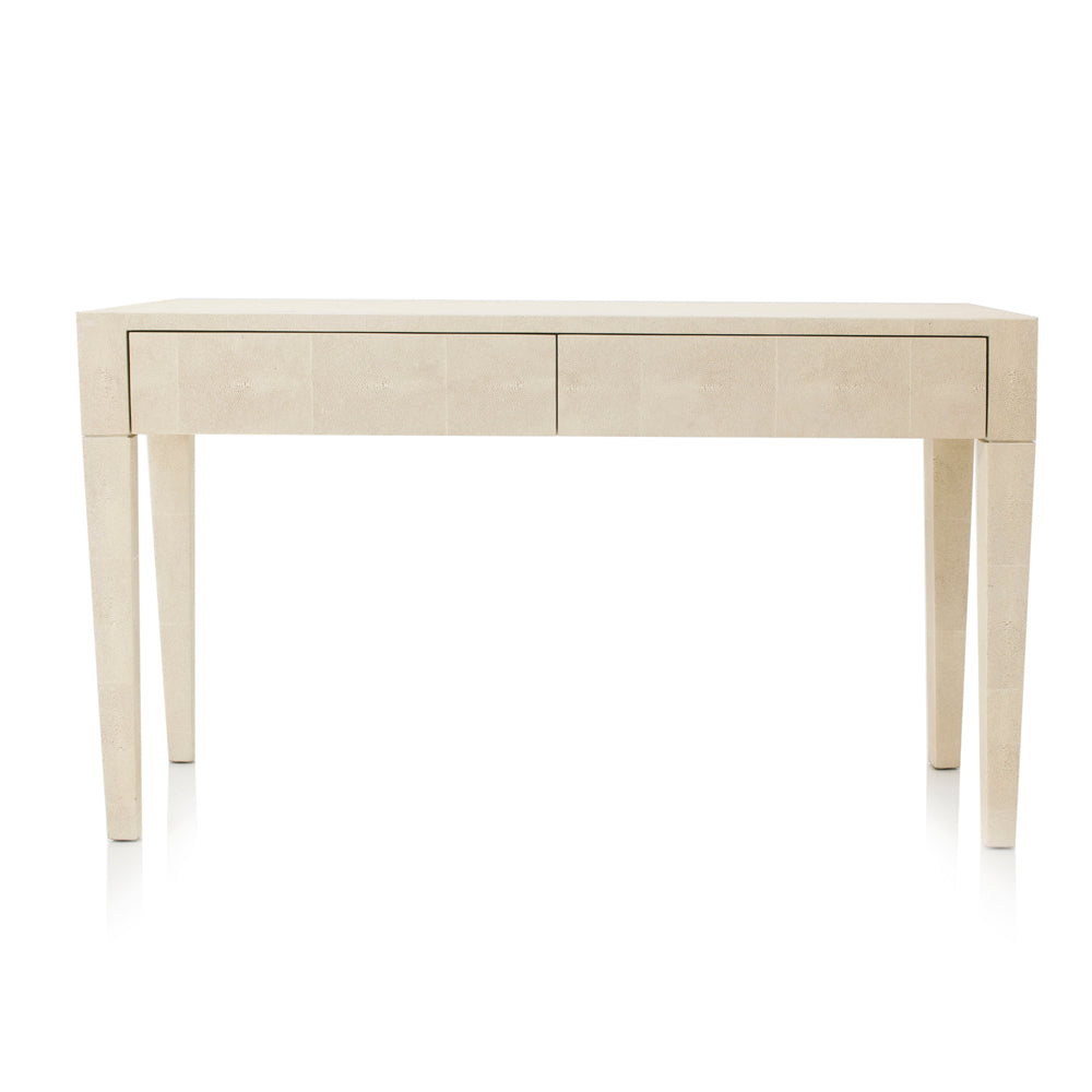Cream Textured Leather Console Table