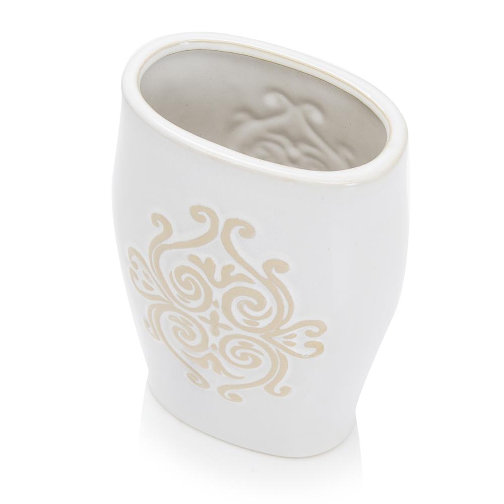 White Vase with Beige French Ornament