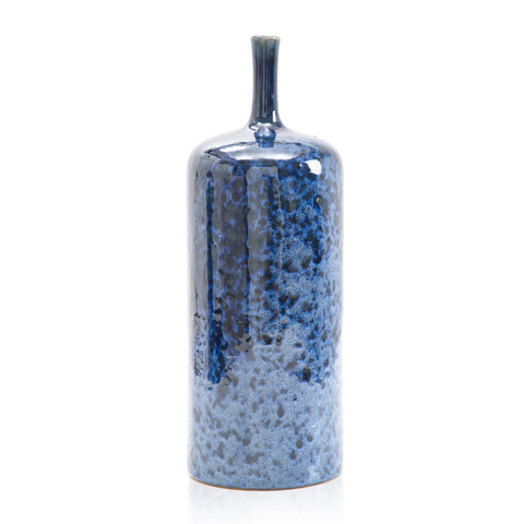 Blue Speckled Bottle Vase