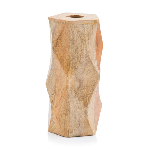 Wood Carved Facet Vase (A+D)