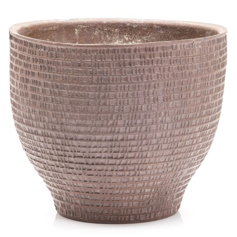 Bronze Ceramic Pot with Geometric Detail (A+D)