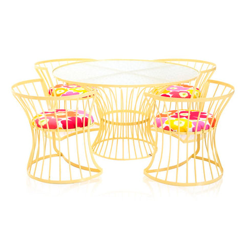 Yellow Floral Patio Dining Set