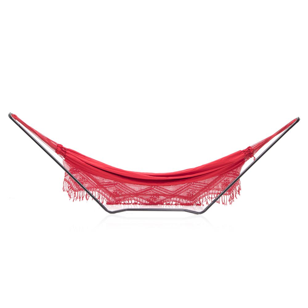 Red Bohemian Hammock with Red Fringe