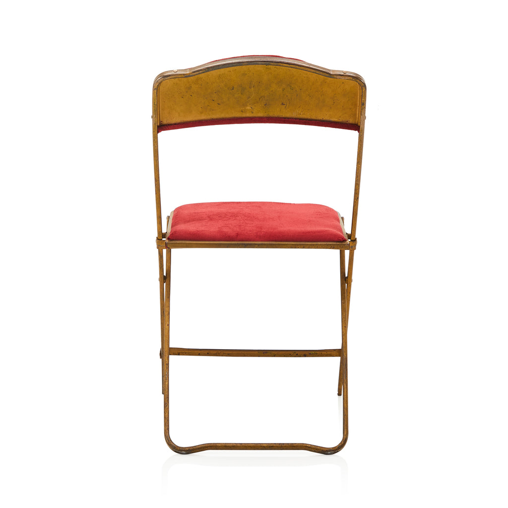 Red Velvet & Brass Folding Chair