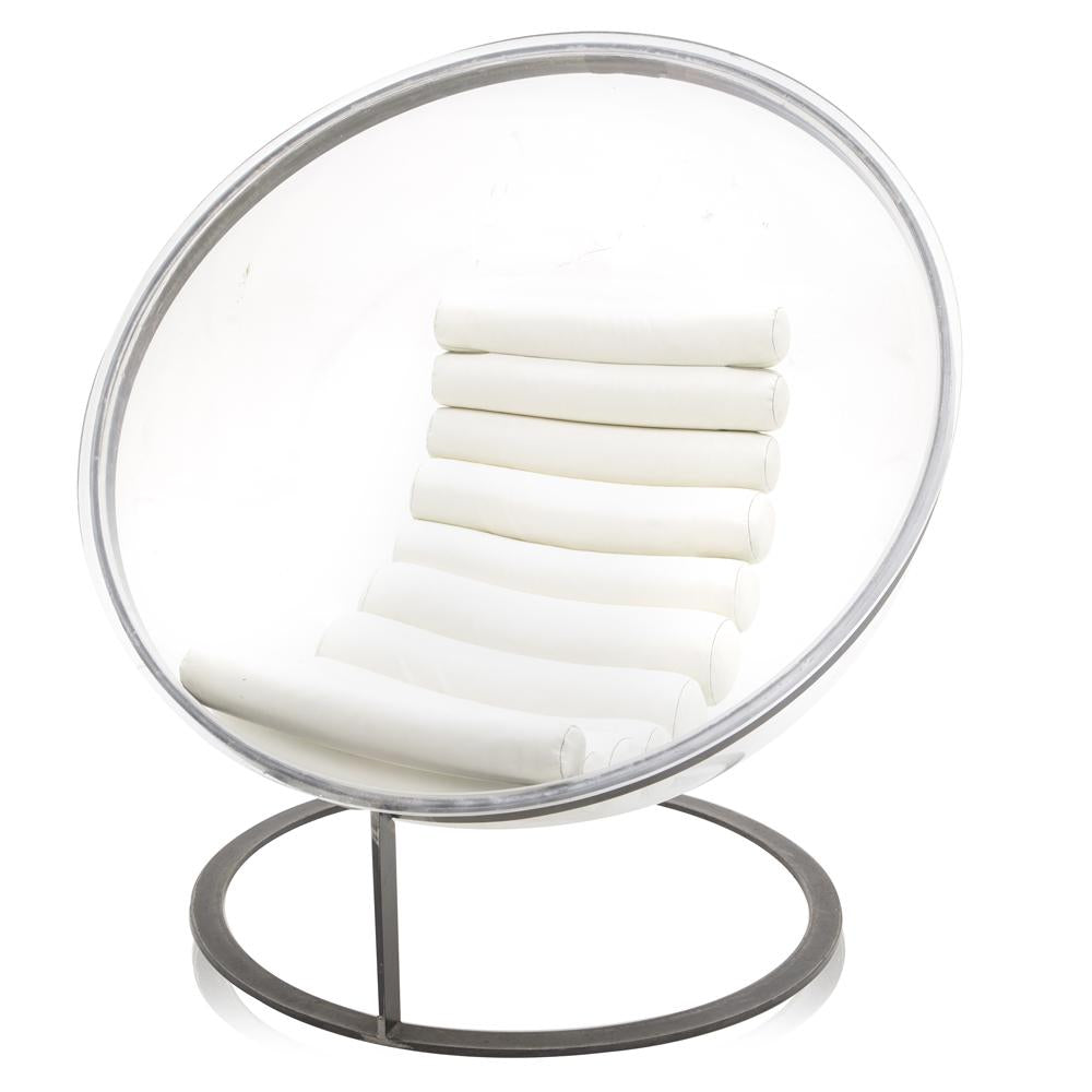 Lucite & White Vinyl Modern Ball Chair