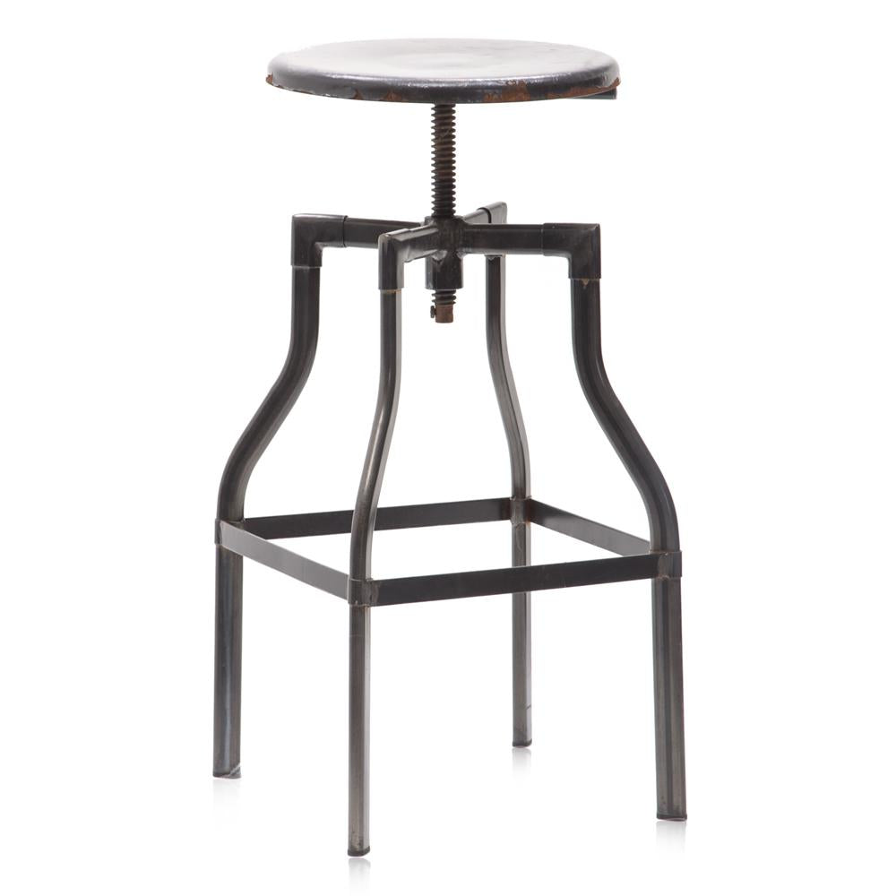 Structural Steel Stool Rusted Black Metal Industrial Stool - Gil & Roy Props