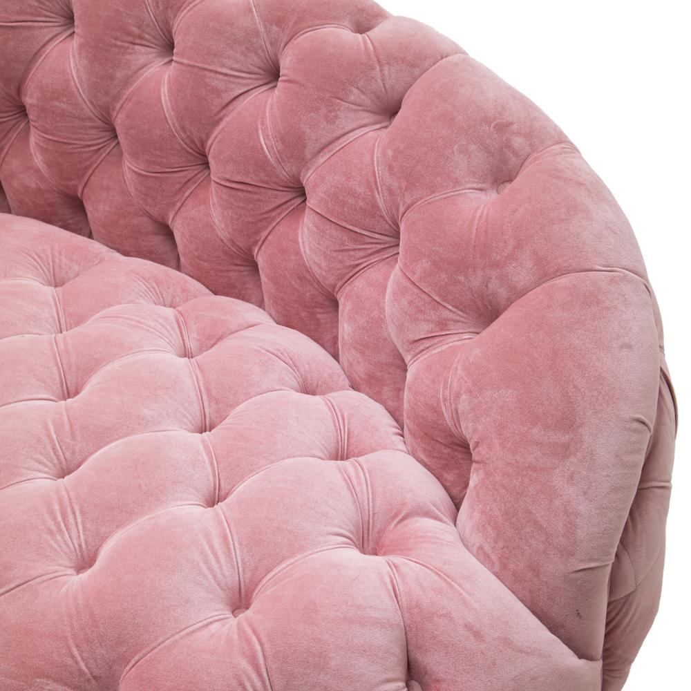 Huge Curved Velvet Tufted Sofa - Pink