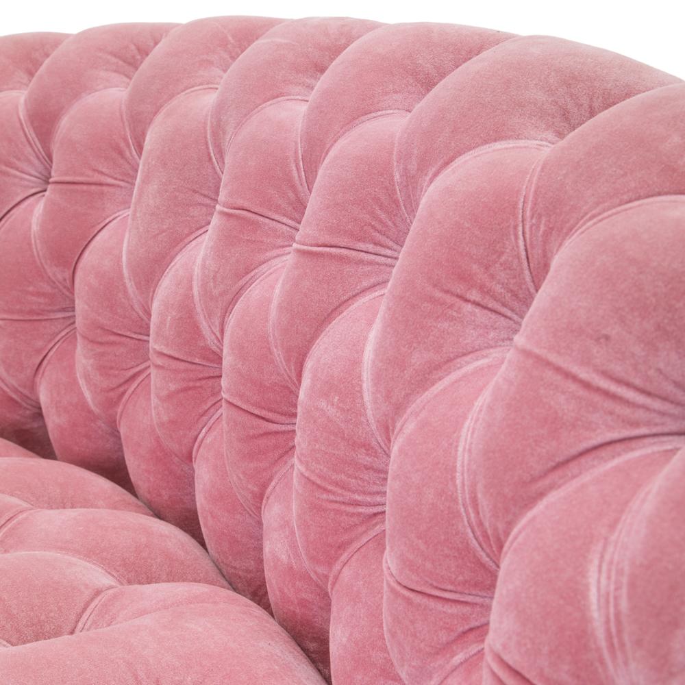 Huge Curved Velvet Tufted Sofa - Pink