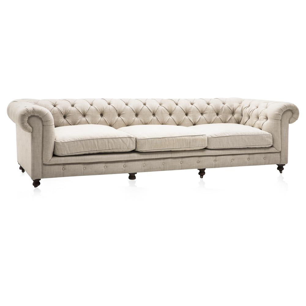 Huge Beige Tufted Chesterfield Sofa