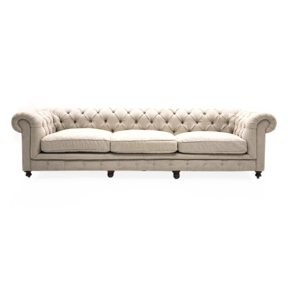 Huge Beige Tufted Chesterfield Sofa