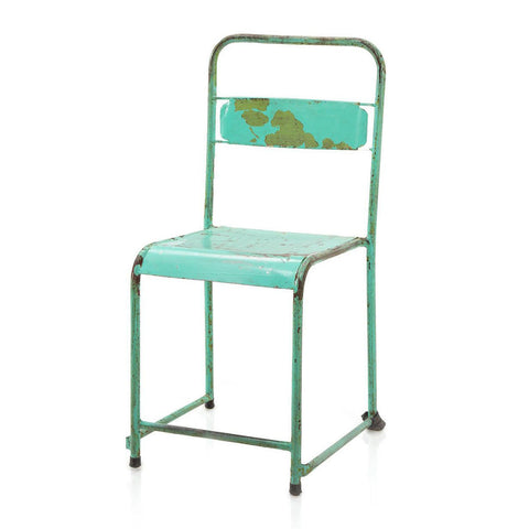 Turquoise Distressed Metal Side Chair