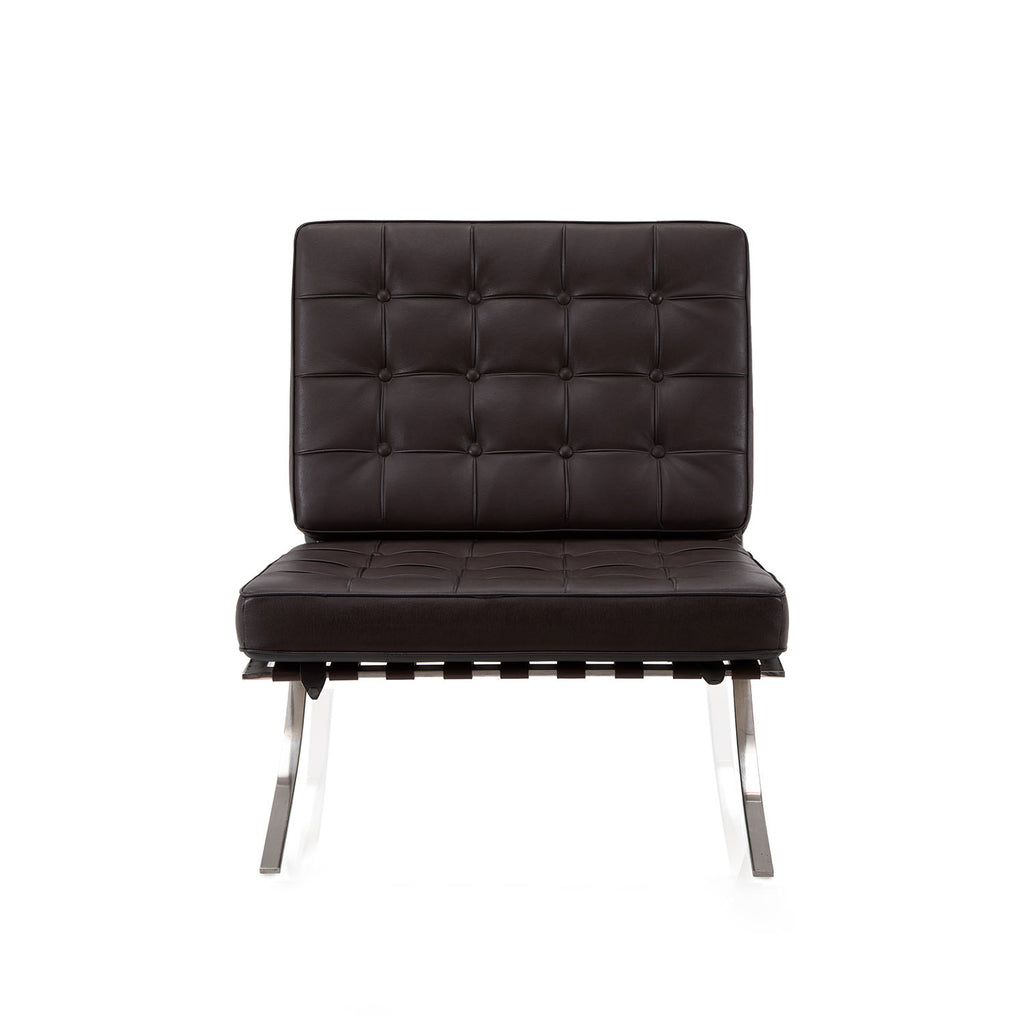 Brown Dark Tufted Leather Barcelona Lounge Chair