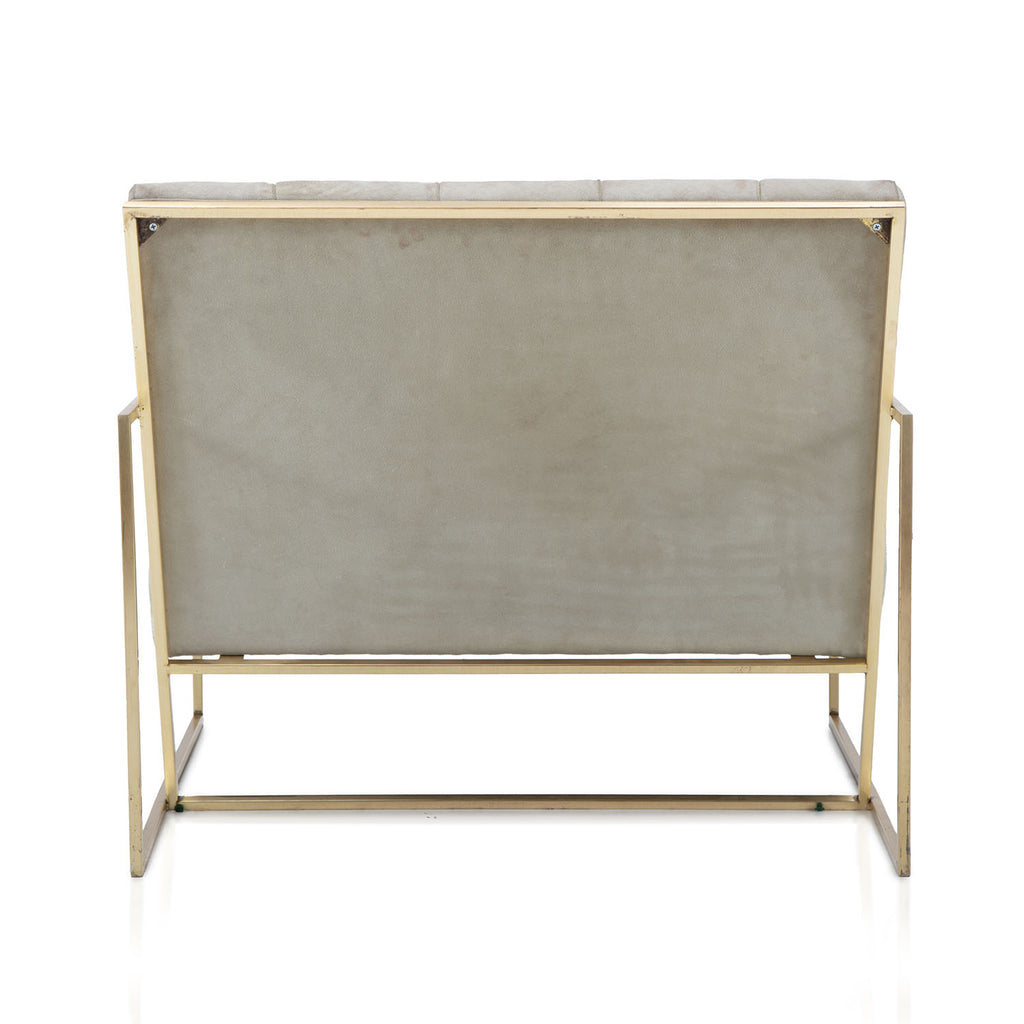 Grey Tufted Velvet Gold Frame Lounge Chair