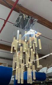 Huge Modern Chandelier with Hanging Bubble Prisms