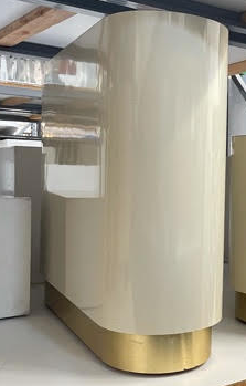 Off-White Lacquer Large Oval Pedestal