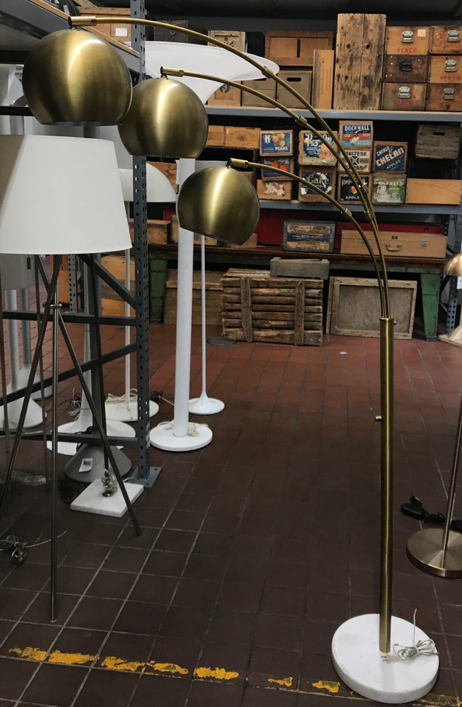 Gold Three Shade Floor Lamp with Marble Base