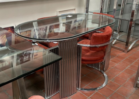 Vintage Chrome Deco Dining Table