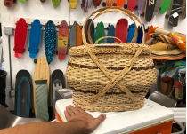 Tan Woven Picnic Basket