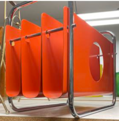 Orange + Chrome Vintage Magazine Holder