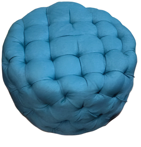 Blue Tufted Pouf Ottoman