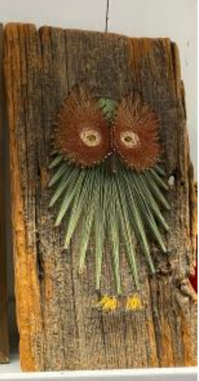 String Art Owl on Rustic Wood Board (A+D)
