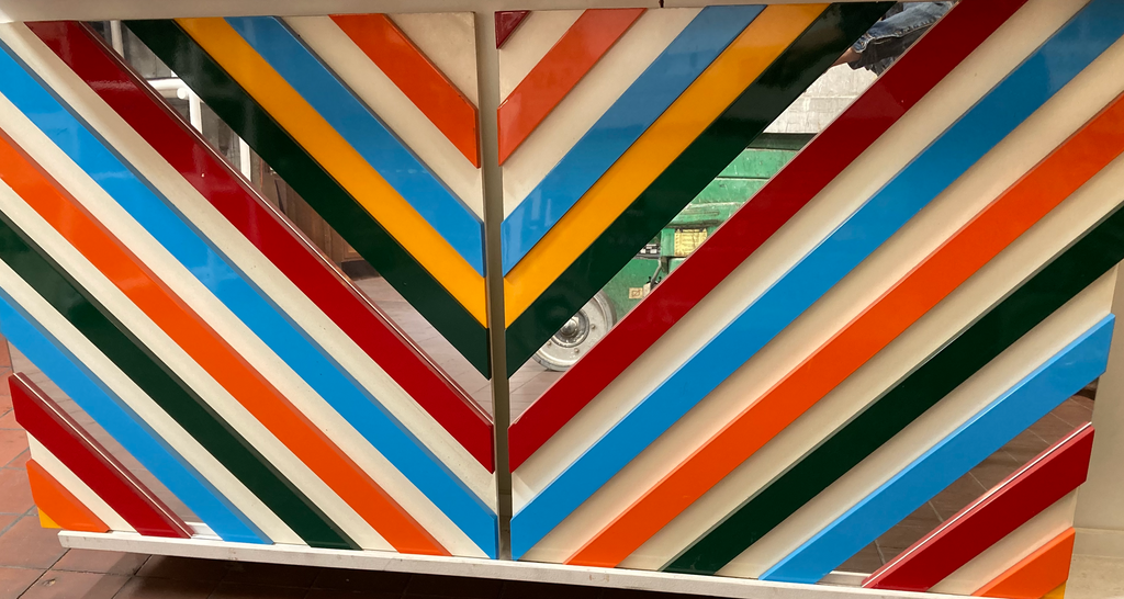 Large Square Colored Stripes Mirror