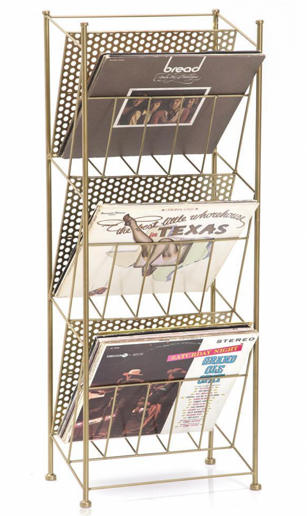 Gold Wire 3 Tier Record Rack