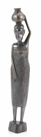 Black Wooden African Tabletop Woman Figurine