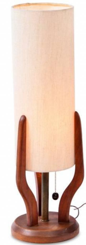 Wood Table Lamp with Cylinder Shade