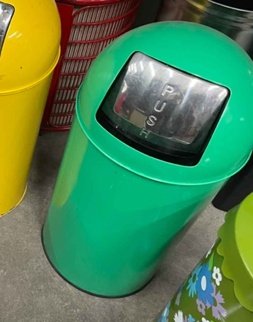 Round Top Green Trashcan