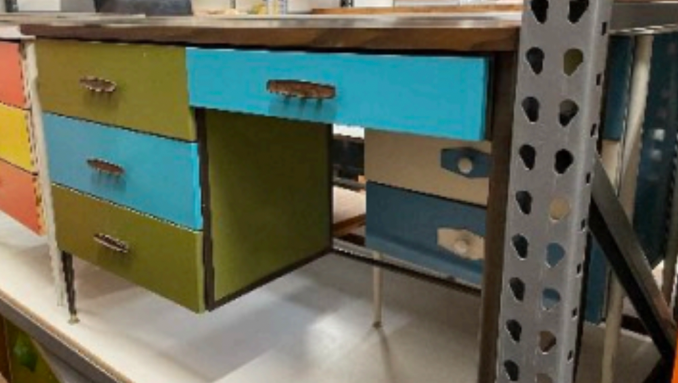 Small Blue & Green Bedside Desk