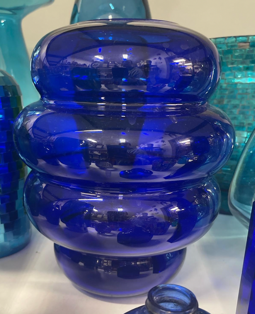 Blue Glass Beehive Vase