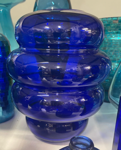 Blue Glass Beehive Vase