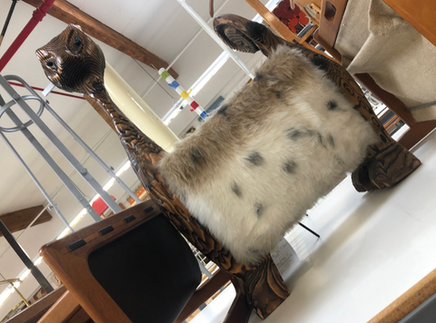 Carved Wood & Fur Creature Magazine Rack