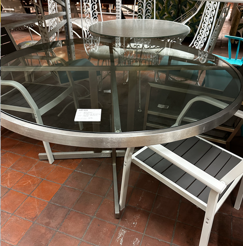 Round Glass Metal Outdoor Table