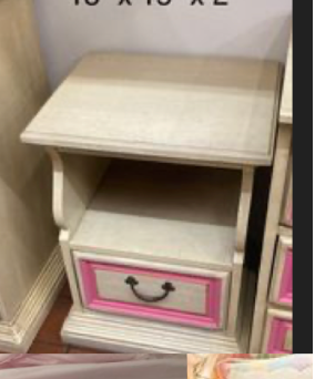 Wood Nightstand With Pink Trim