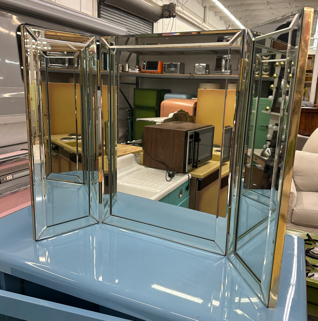 Tri fold Mirror Gold