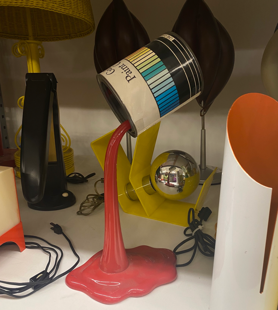 Red & White Paint Can Spill Lamp