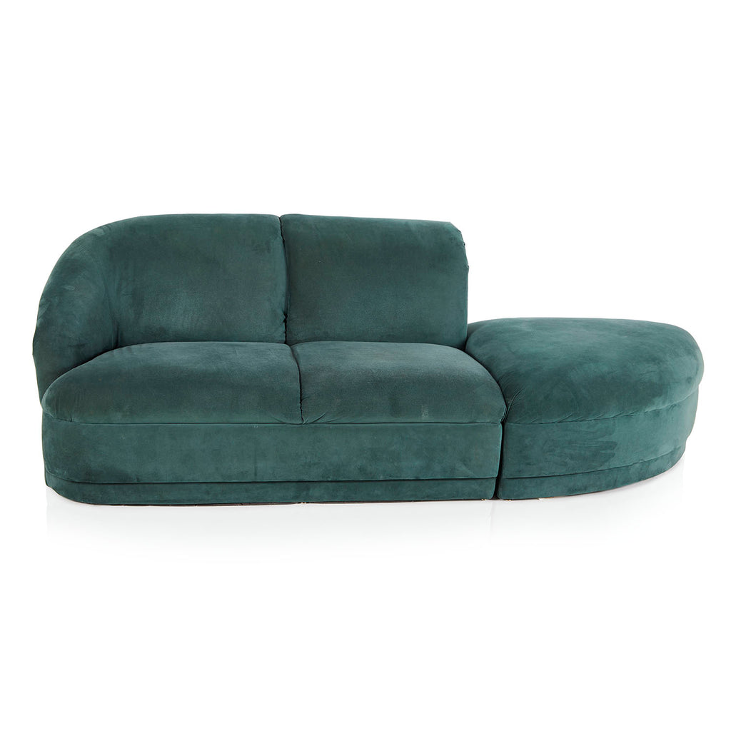 Teal Green Velour Sectional Sofa