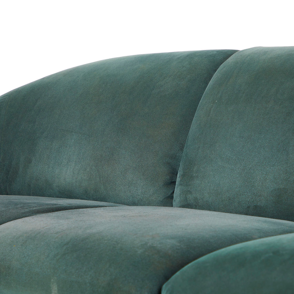 Teal Green Velour Sectional Sofa